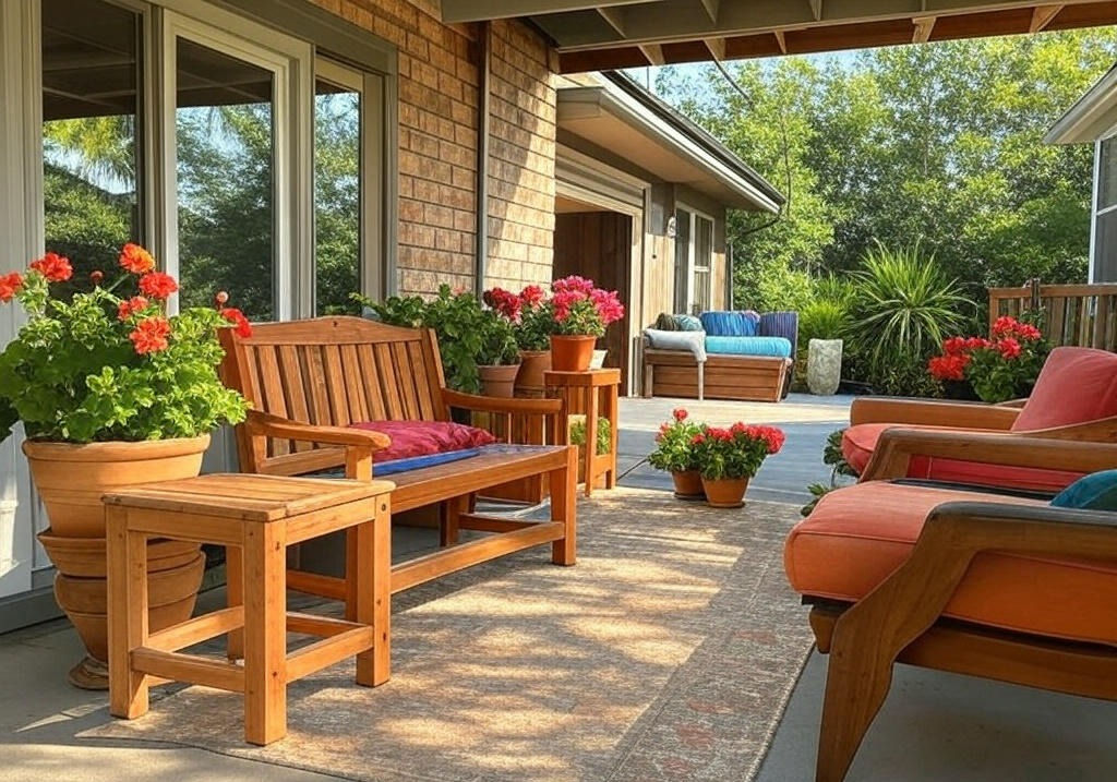 Comfortable patio seating beneath an AmeriDex deck