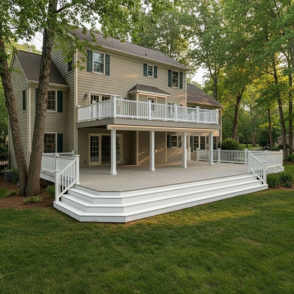 A new two-story deck with dry living space underneath